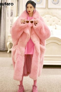 Y2K Long Oversized Pink Fluffy Faux Fur Coat - Retro 90s Grunge, Y2K Party & Summer Outfits
