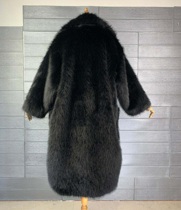 Y2K Long Oversized Pink Fluffy Faux Fur Coat - Retro 90s Grunge, Y2K Party & Summer Outfits