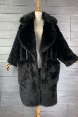 Y2K Long Oversized Pink Fluffy Faux Fur Coat - Retro 90s Grunge, Y2K Party & Summer Outfits