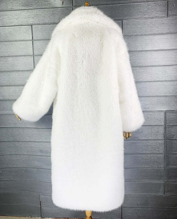 Y2K Long Oversized Pink Fluffy Faux Fur Coat - Retro 90s Grunge, Y2K Party & Summer Outfits