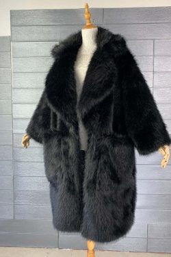 Y2K Long Oversized Pink Fluffy Faux Fur Coat - Retro 90s Grunge, Y2K Party & Summer Outfits