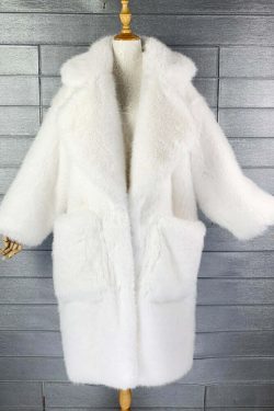 Y2K Long Oversized Pink Fluffy Faux Fur Coat - Retro 90s Grunge, Y2K Party & Summer Outfits