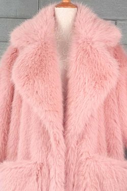 Y2K Long Oversized Pink Fluffy Faux Fur Coat - Retro 90s Grunge, Y2K Party & Summer Outfits