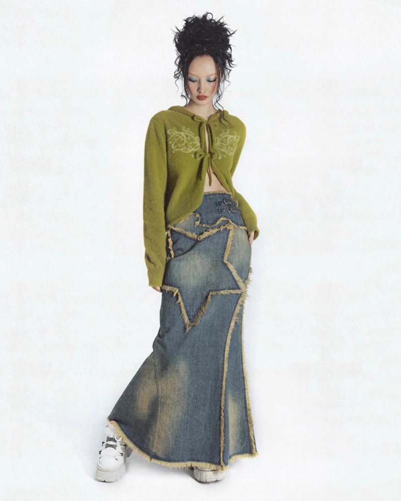 Y2K Long Skirt - Retro 90s Grunge, Summer Y2K Outfits, Pastel Goth, Y2K Party &