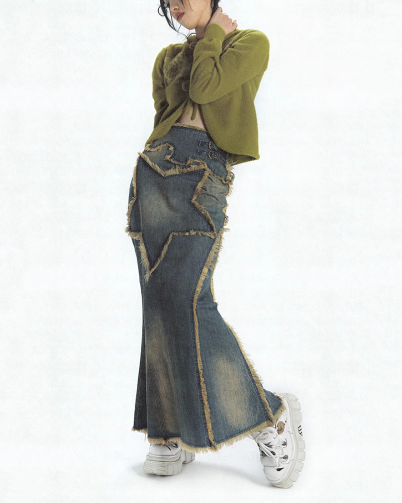 Y2K Long Skirt - Retro 90s Grunge, Summer Y2K Outfits, Pastel Goth, Y2K Party &
