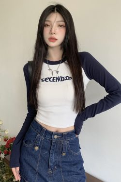 Y2K Long Sleeve Crop Tee - 90s Grunge, Retro, Pastel Goth, Summer & Party Outfits