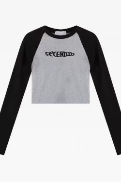 Y2K Long Sleeve Crop Tee - 90s Grunge, Retro, Pastel Goth, Summer & Party Outfits