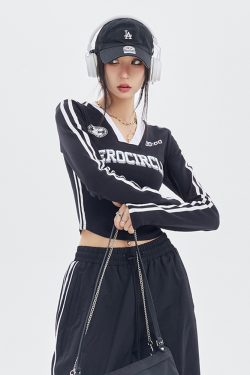 Y2K Long Sleeve Crop Top - Retro 90s Grunge, Summer Y2K Outfits, Pastel Goth, Y2K Party