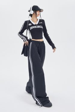 Y2K Long Sleeve Crop Top - Retro 90s Grunge, Summer Y2K Outfits, Pastel Goth, Y2K Party
