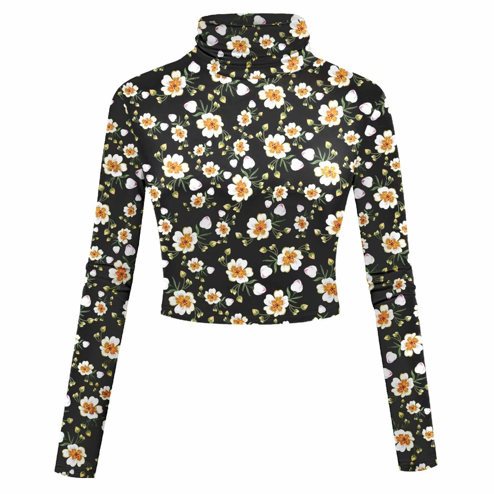 Y2K Long Sleeve Flower Print Top - Retro 90s Grunge, Summer Y2K Outfits, Pastel Goth Style