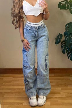 Y2K Low Waist Baggy Jeans - 90s Grunge, Retro Hip Hop, Summer Y2K Outfits, Pastel Goth Style