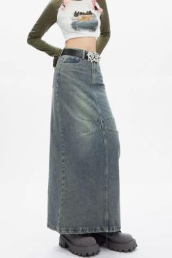 Y2K Maxi Skirt - Retro 90s Grunge, Summer Y2K Outfits, Pastel Goth, Y2K Party Fashion