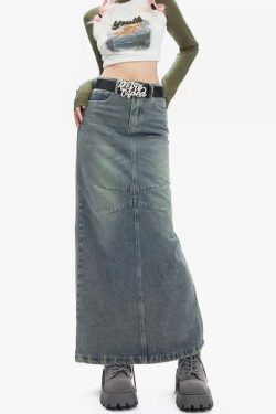 Y2K Maxi Skirt - Retro 90s Grunge, Summer Y2K Outfits, Pastel Goth, Y2K Party Fashion