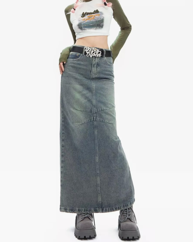 Y2K Maxi Skirt - Retro 90s Grunge, Summer Y2K Outfits, Pastel Goth, Y2K Party Fashion
