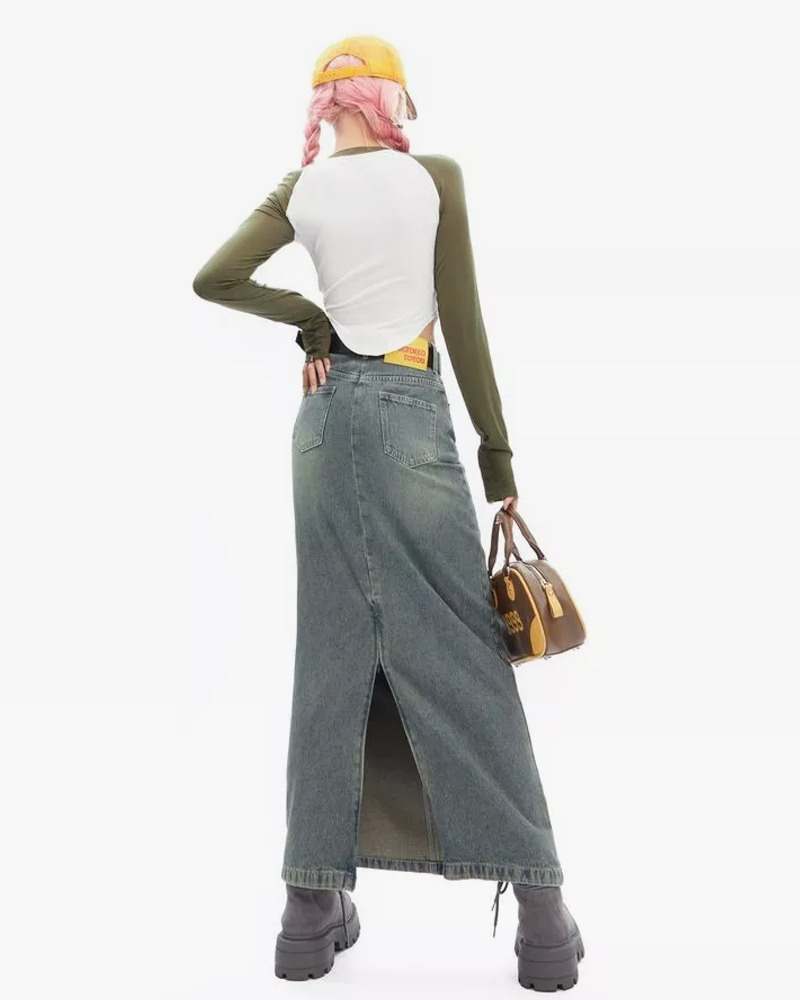 Y2K Maxi Skirt - Retro 90s Grunge, Summer Y2K Outfits, Pastel Goth, Y2K Party Fashion