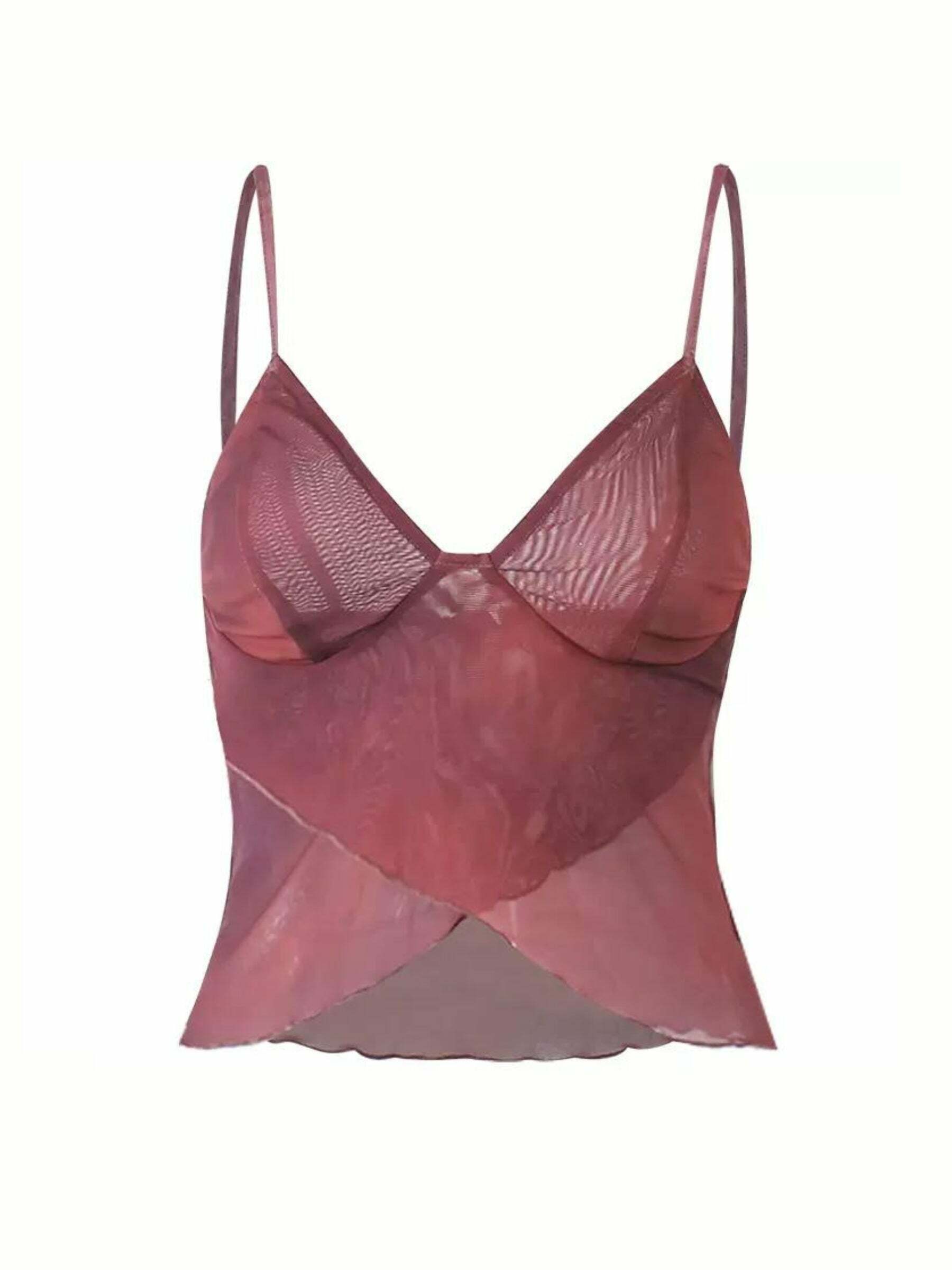 Y2K Mesh V-Neck Crop Top - 90s Grunge, Retro, Pastel Goth, Summer Y2K Outfits