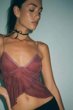 Y2K Mesh V-Neck Crop Top - 90s Grunge, Retro, Pastel Goth, Summer Y2K Outfits