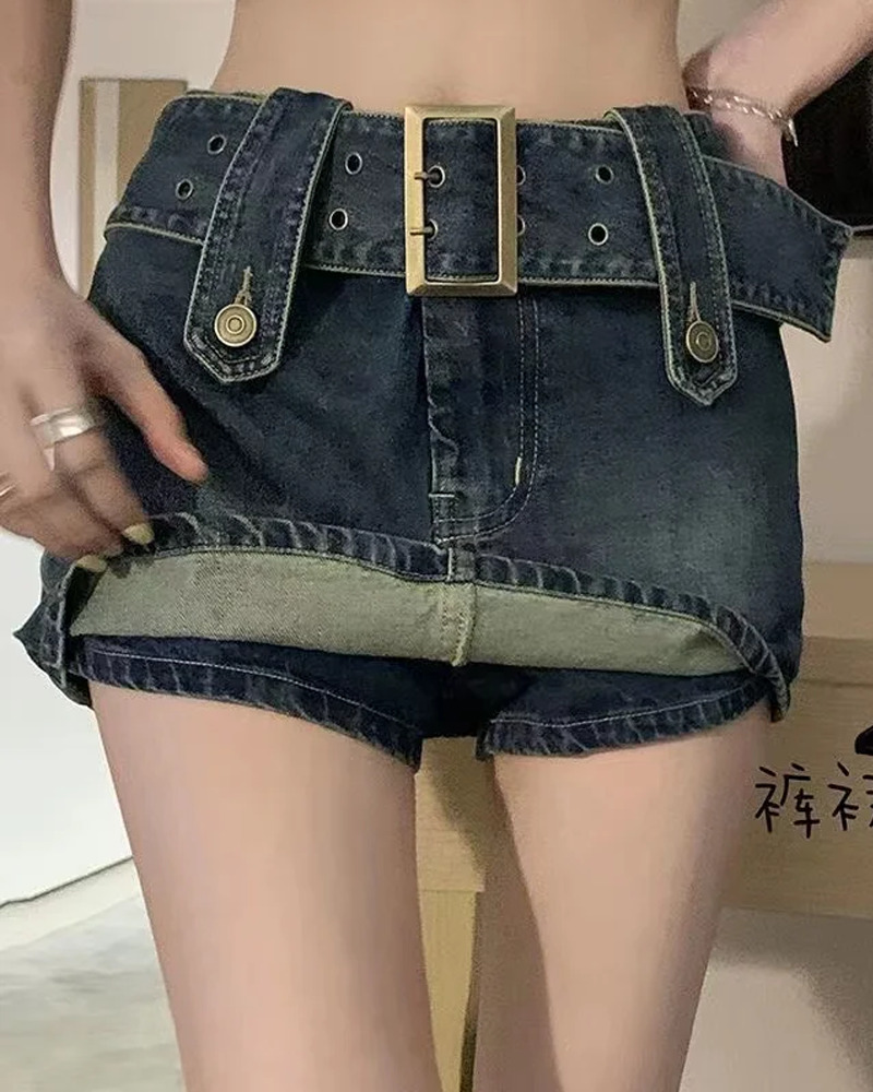 Y2K Mini Denim Skirt - 90s Grunge, Retro Summer Outfit, Y2K Fashion, Pastel Goth Style
