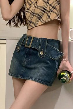 Y2K Mini Denim Skirt - 90s Grunge, Retro Summer Outfit, Y2K Fashion, Pastel Goth Style