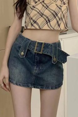 Y2K Mini Denim Skirt - 90s Grunge, Retro Summer Outfit, Y2K Fashion, Pastel Goth Style