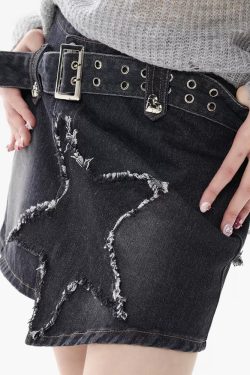 Y2K Mini Jean Skirt - 90s Grunge, Retro Summer Outfit, Y2K Party, Club & Popstar Style