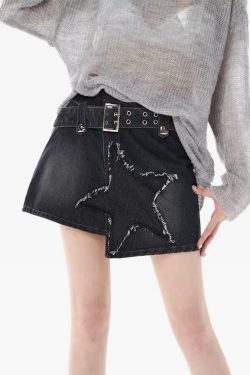 Y2K Mini Jean Skirt - 90s Grunge, Retro Summer Outfit, Y2K Party, Club & Popstar Style