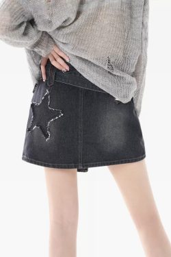 Y2K Mini Jean Skirt - 90s Grunge, Retro Summer Outfit, Y2K Party, Club & Popstar Style