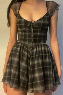 Y2K Mini Plaid Dress - 90s Grunge, Retro Summer Outfit, Y2K Party & Club Fashion