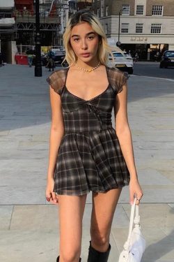 Y2K Mini Plaid Dress - 90s Grunge, Retro Summer Outfit, Y2K Party & Club Fashion