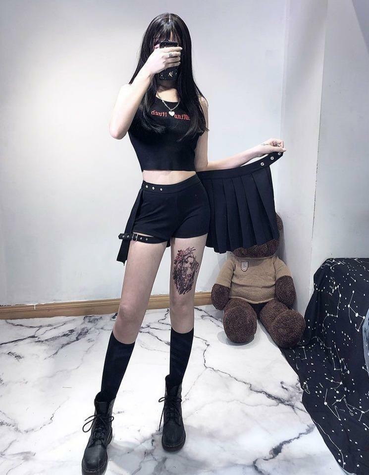 Y2K Mini Skirt with Built-in Shorts - 90s Grunge, Retro, Pastel Goth, Summer Outfits