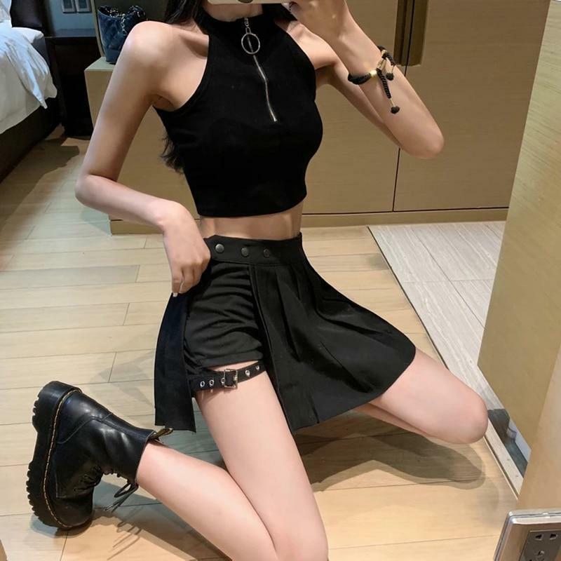 Y2K Mini Skirt with Built-in Shorts - 90s Grunge, Retro, Pastel Goth, Summer Outfits