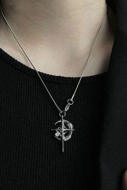Y2K Moon and Star Necklace - Retro 90s Grunge, Pastel Goth, Y2K Fashion Accessory