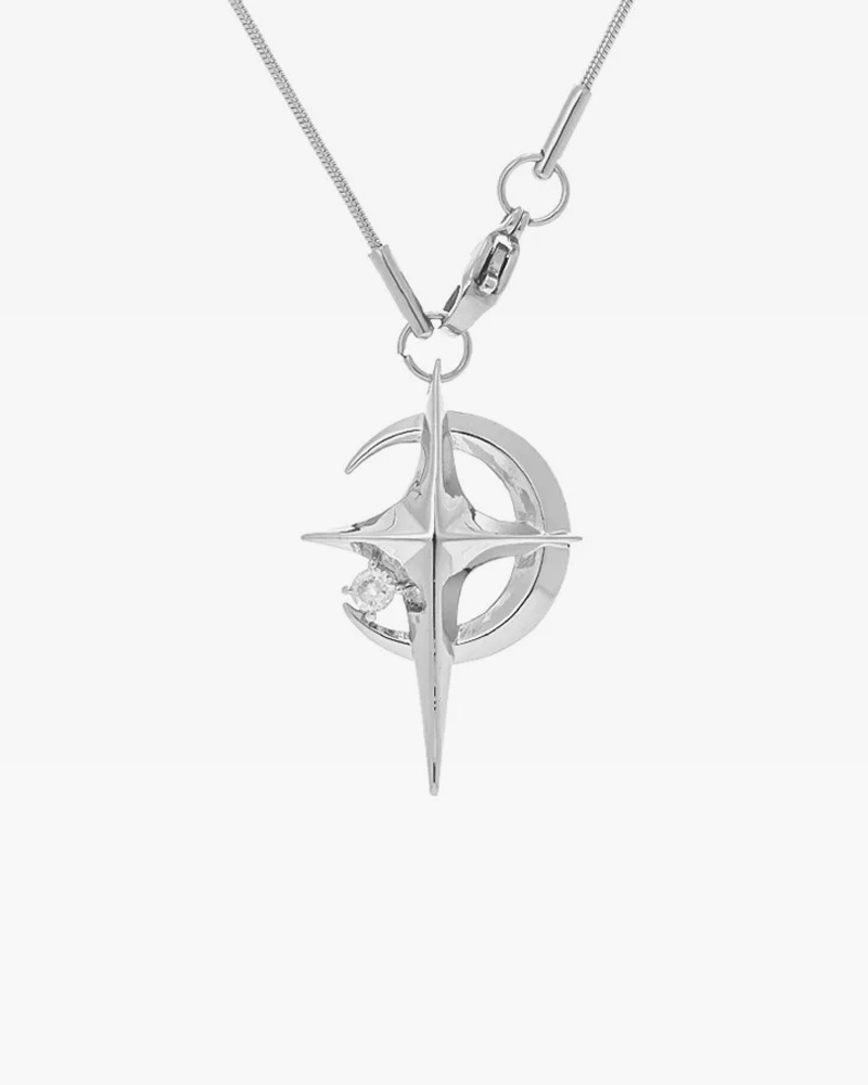 Y2K Moon and Star Necklace - Retro 90s Grunge, Pastel Goth, Y2K Fashion Accessory