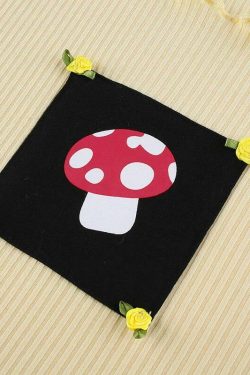 Y2K Mushroom Crop Top - Retro 90s Grunge, Summer Y2K Outfits, Pastel Goth, Y2K Fashion