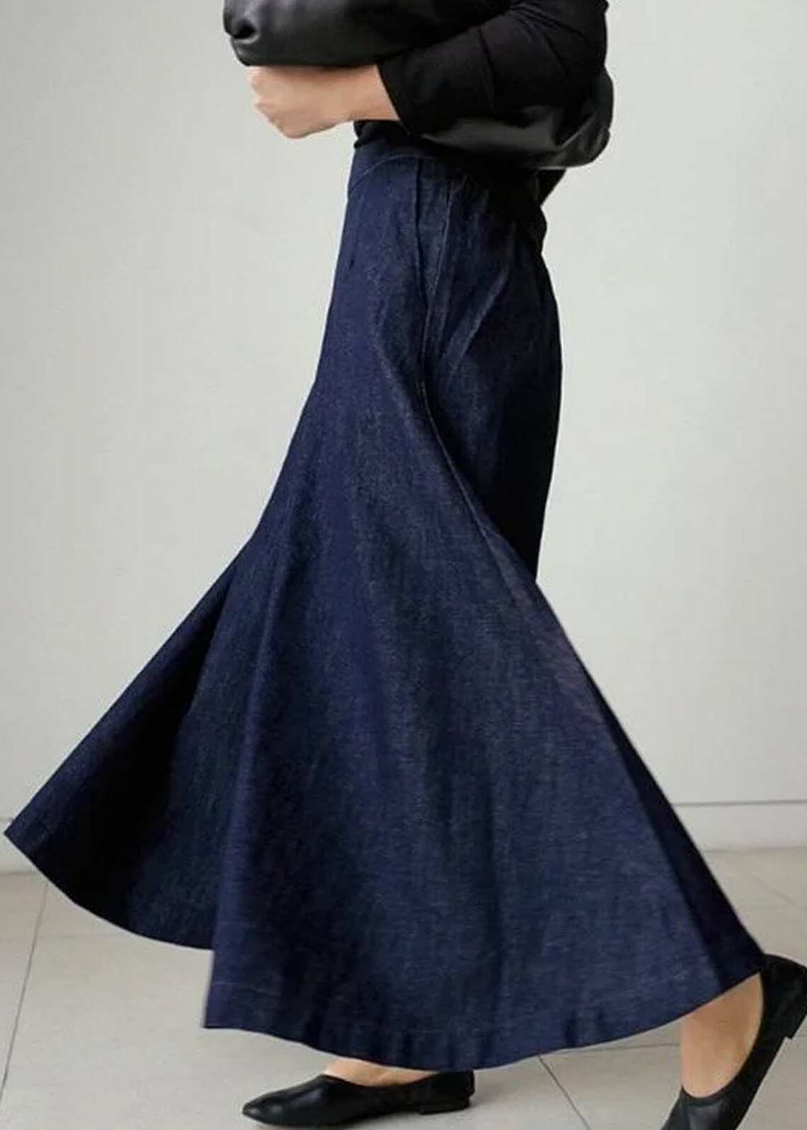 Y2K Navy High Waist Denim Skirt with Pockets - Retro 90s Summer Grunge Fashion