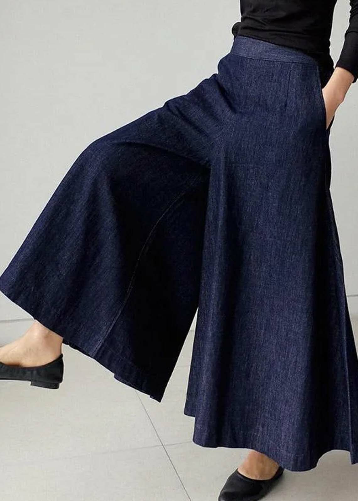 Y2K Navy High Waist Denim Skirt with Pockets - Retro 90s Summer Grunge Fashion