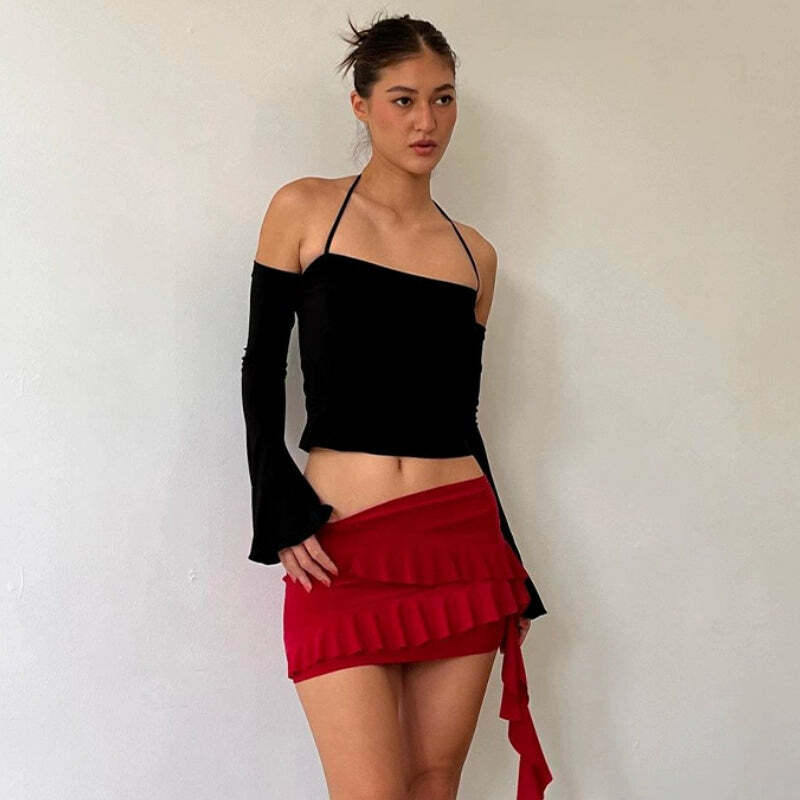 Y2K Off Shoulder Top - 90s Grunge, Retro Summer, Pastel Goth, Y2K Party & Club Outfits