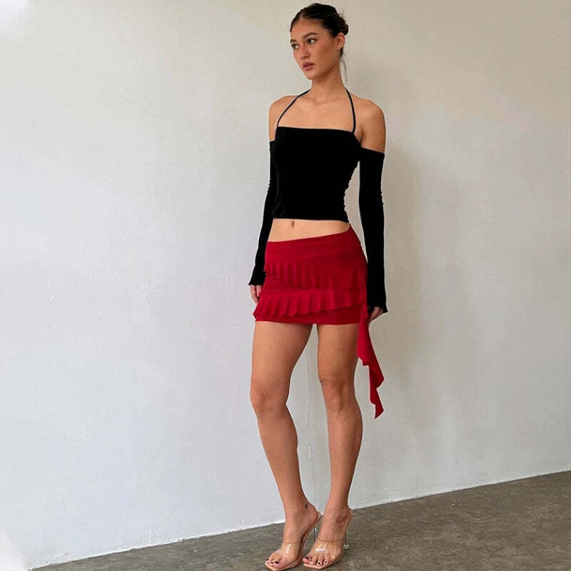 Y2K Off Shoulder Top - 90s Grunge, Retro Summer, Pastel Goth, Y2K Party & Club Outfits