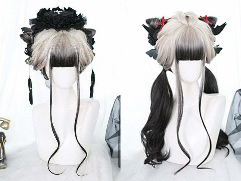 Y2K Ombre Cosplay Wig - Long Wavy with Bangs, Perfect for 90s Grunge, Retro, and Y2K