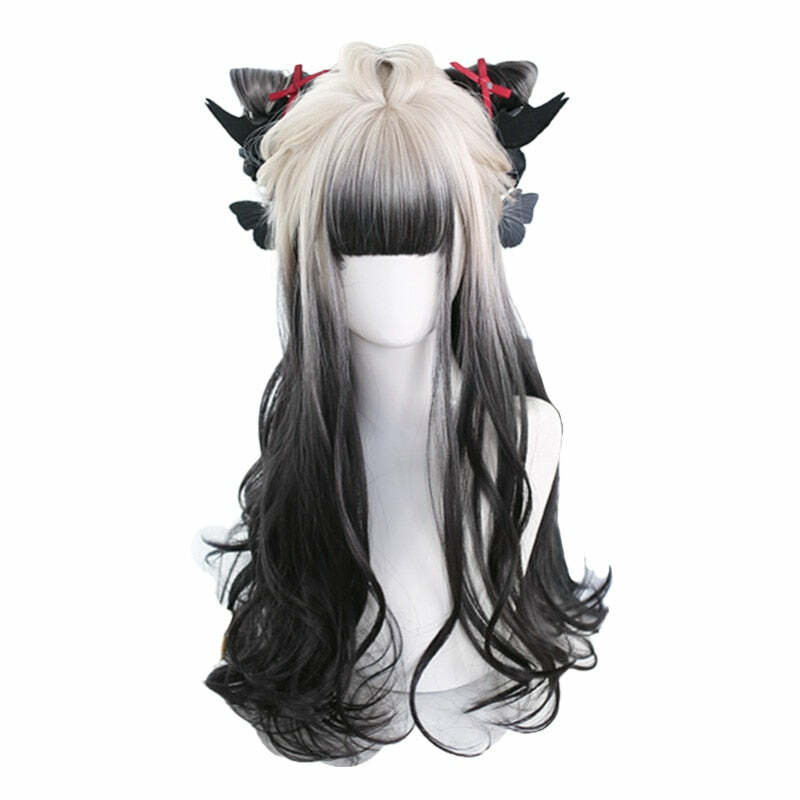 Y2K Ombre Cosplay Wig - Long Wavy with Bangs, Perfect for 90s Grunge, Retro, and Y2K