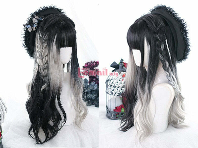 Y2K Ombre Cosplay Wig - Long Wavy with Bangs, Perfect for 90s Grunge, Retro, and Y2K