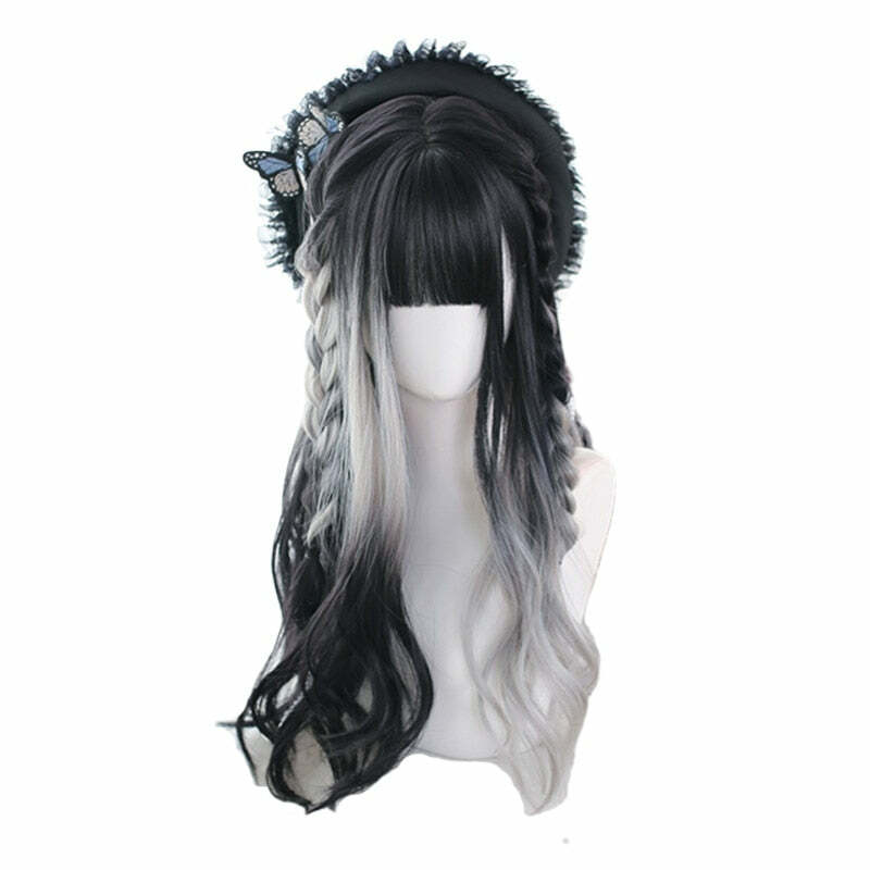 Y2K Ombre Cosplay Wig - Long Wavy with Bangs, Perfect for 90s Grunge, Retro, and Y2K