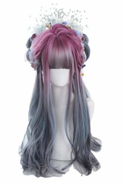 Y2K Ombre Cosplay Wig Long Wavy with Bangs - 90s Grunge, Retro, Pastel Goth, Y2K