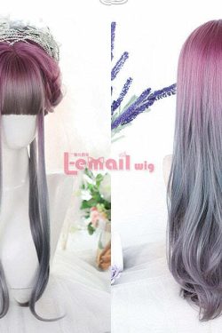 Y2K Ombre Cosplay Wig Long Wavy with Bangs - 90s Grunge, Retro, Pastel Goth, Y2K