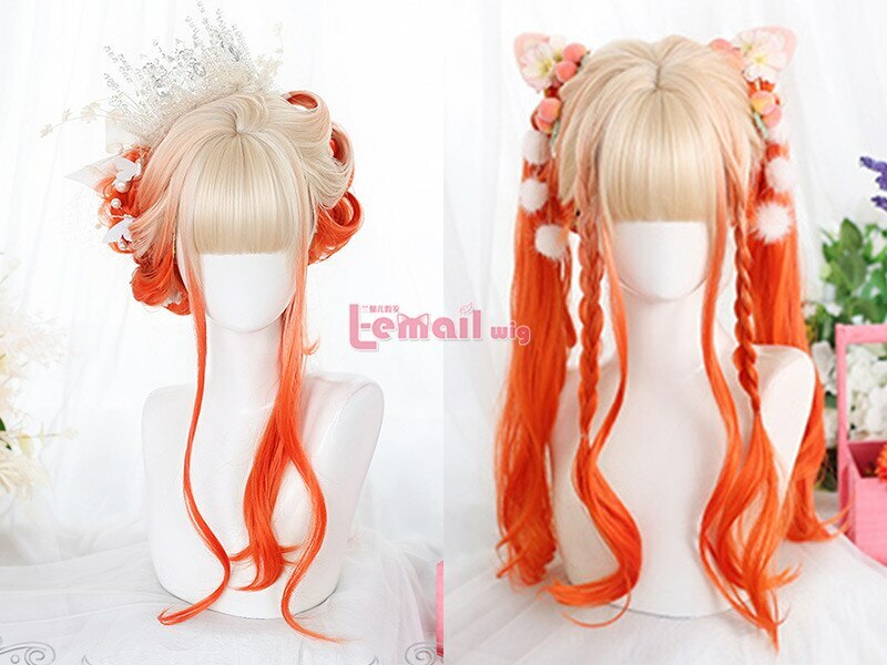 Y2K Ombre Cosplay Wig Long Wavy with Bangs - 90s Grunge, Retro, Pastel Goth, Y2K
