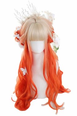 Y2K Ombre Cosplay Wig Long Wavy with Bangs - 90s Grunge, Retro, Pastel Goth, Y2K