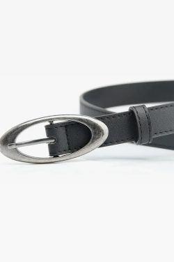 Y2K Oval Buckle Belt - Retro 90s Grunge, Gothic, and Pastel Goth Fashion Accessory