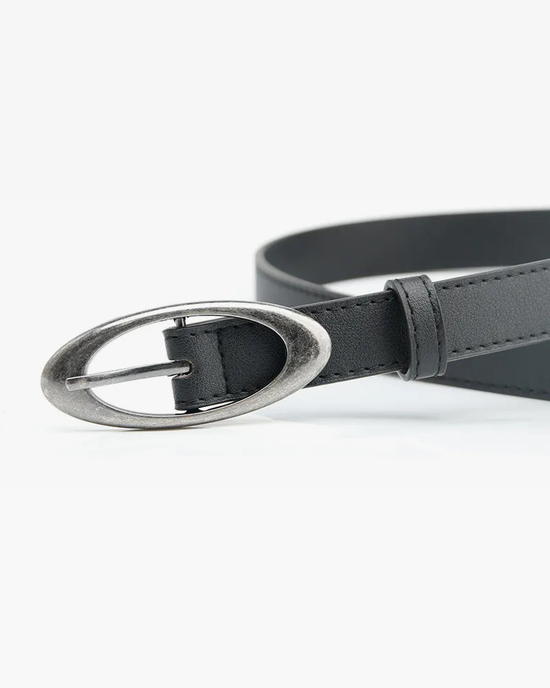 Y2K Oval Buckle Belt - Retro 90s Grunge, Gothic, and Pastel Goth Fashion Accessory