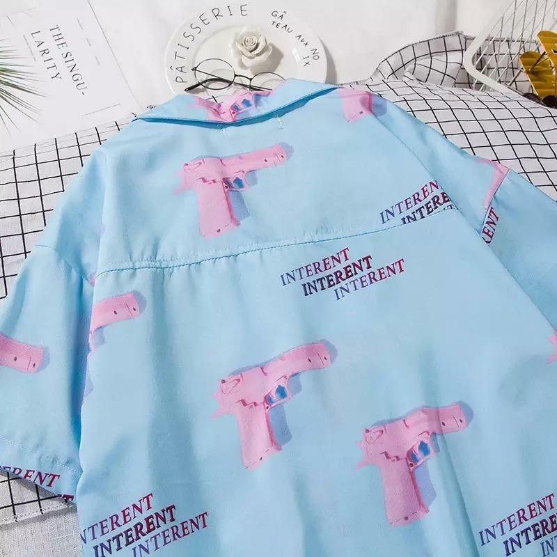 Y2K Pastel Button-Up Shirt - Retro 90s Grunge, Summer Outfits, and Party Fashion