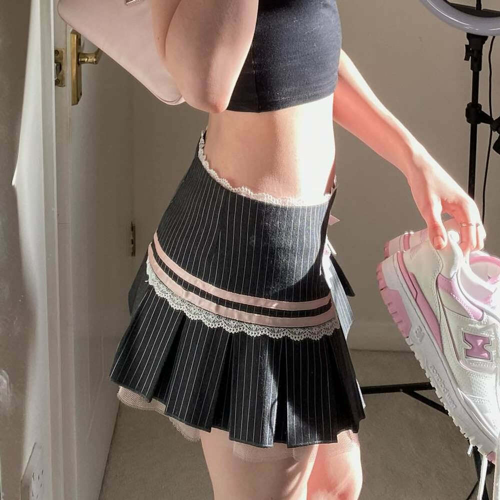 Y2K Pastel Goth Micro Mini Skirt - Retro 90s Grunge Summer Outfit, Y2K Party & Club Fashion
